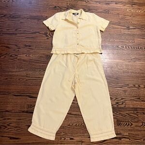 Vintage 100% Linen Butter Yellow Set🫶